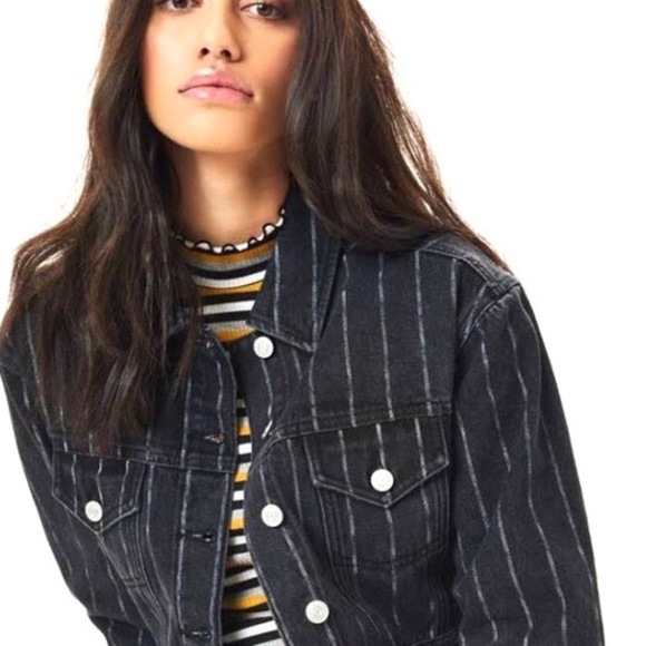 PacSun Salem Black Striped Cropped Jean Jacket - Picture 8 of 8